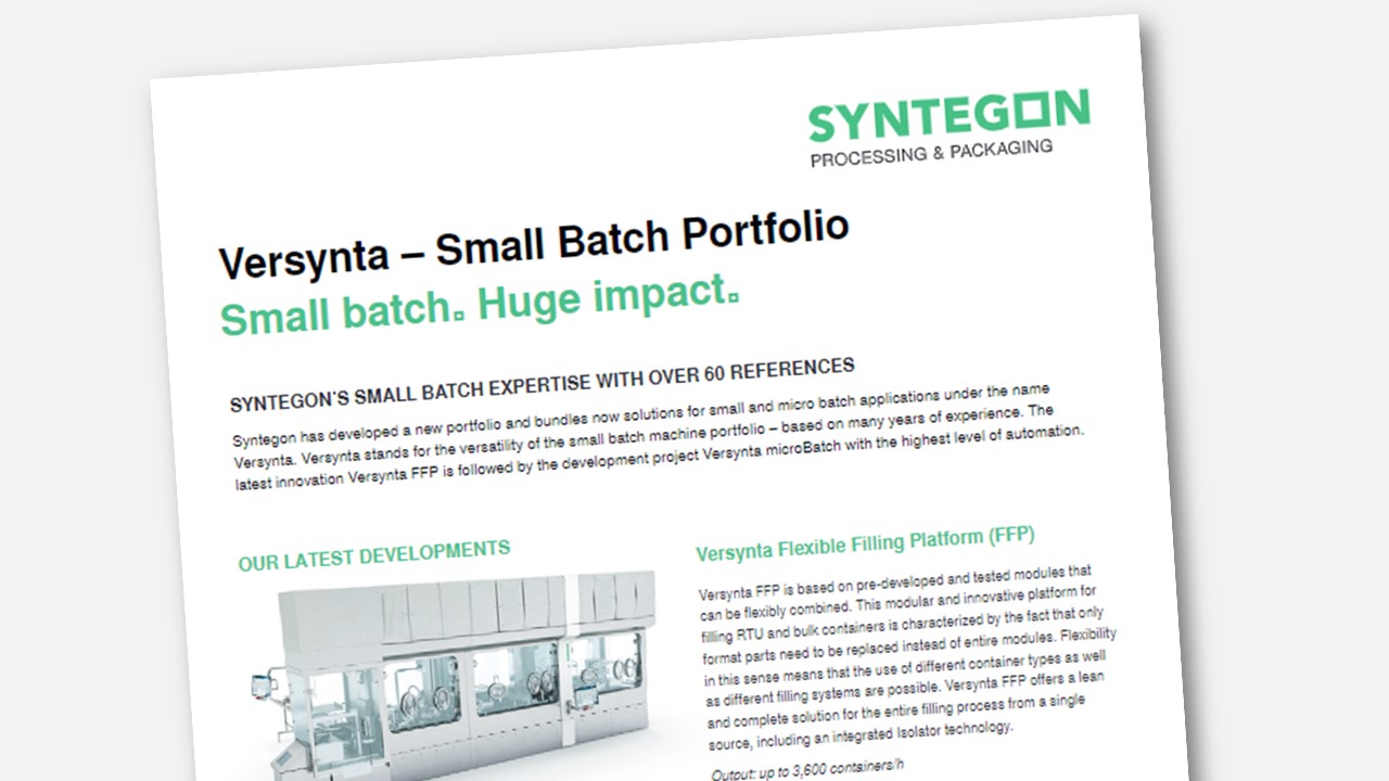 Versynta 小規模バッチ。大きなインパクト 