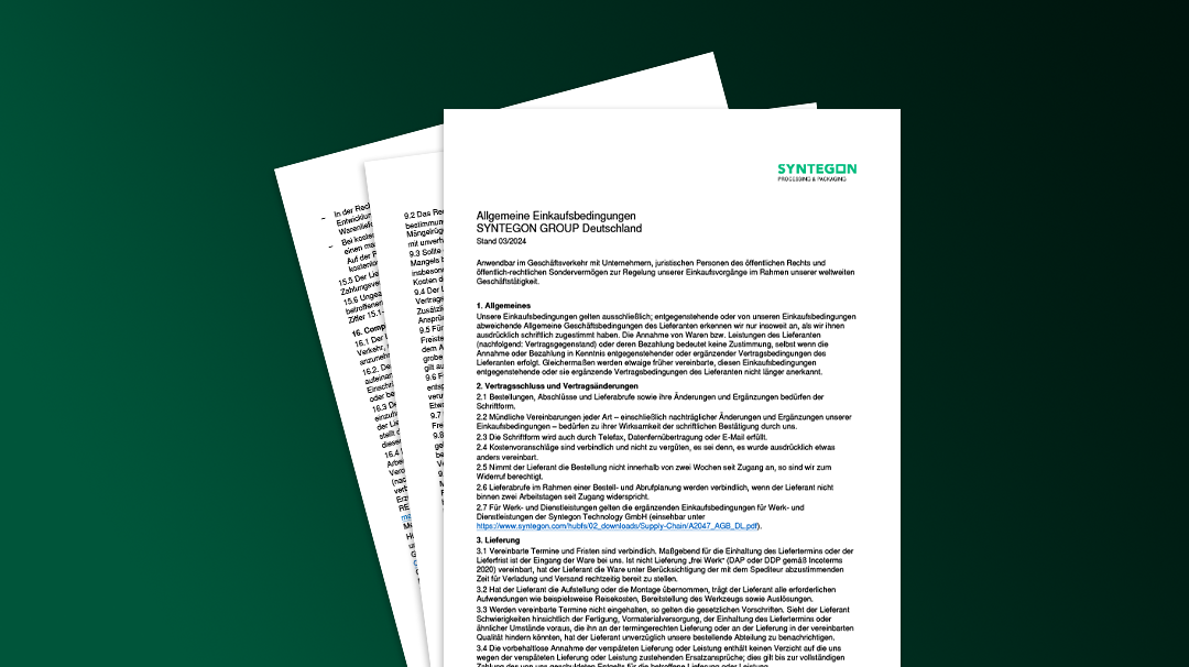 Allgemeine Einkaufsbedingungen Syntegon Group Deutschland