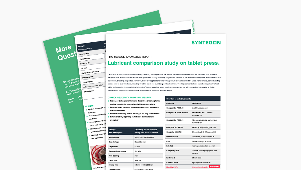 Schmierstoff-Vergleichsstudie für Tablettenpressen