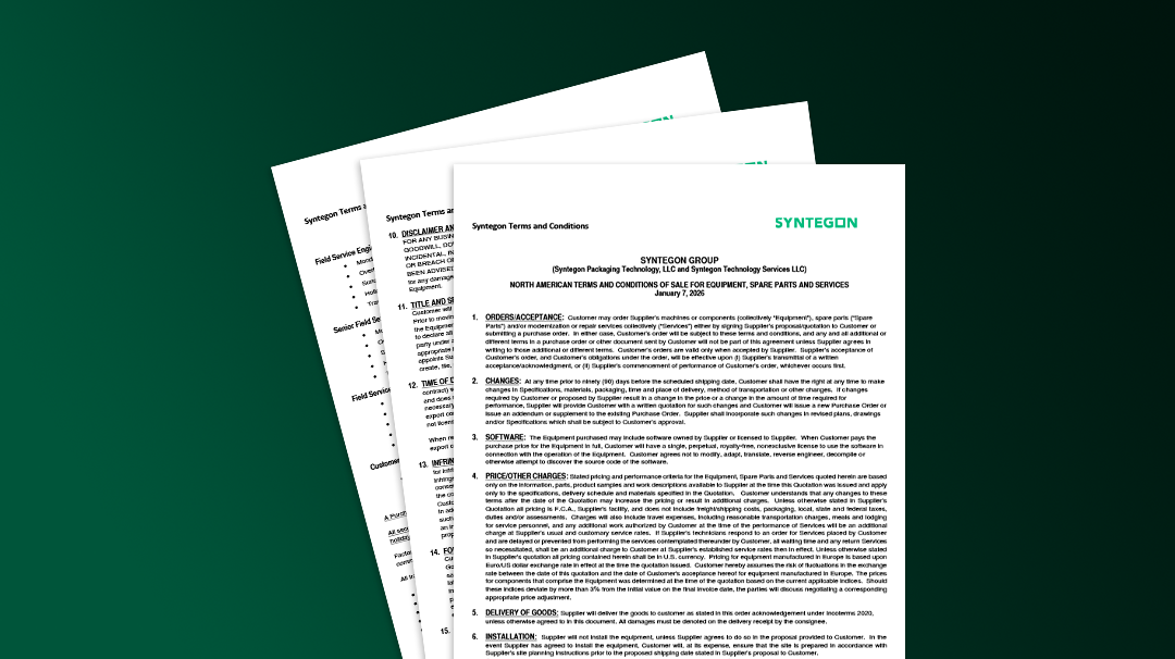 North American Terms and Conditions of Sale for Equipment, Spare Parts and Services 