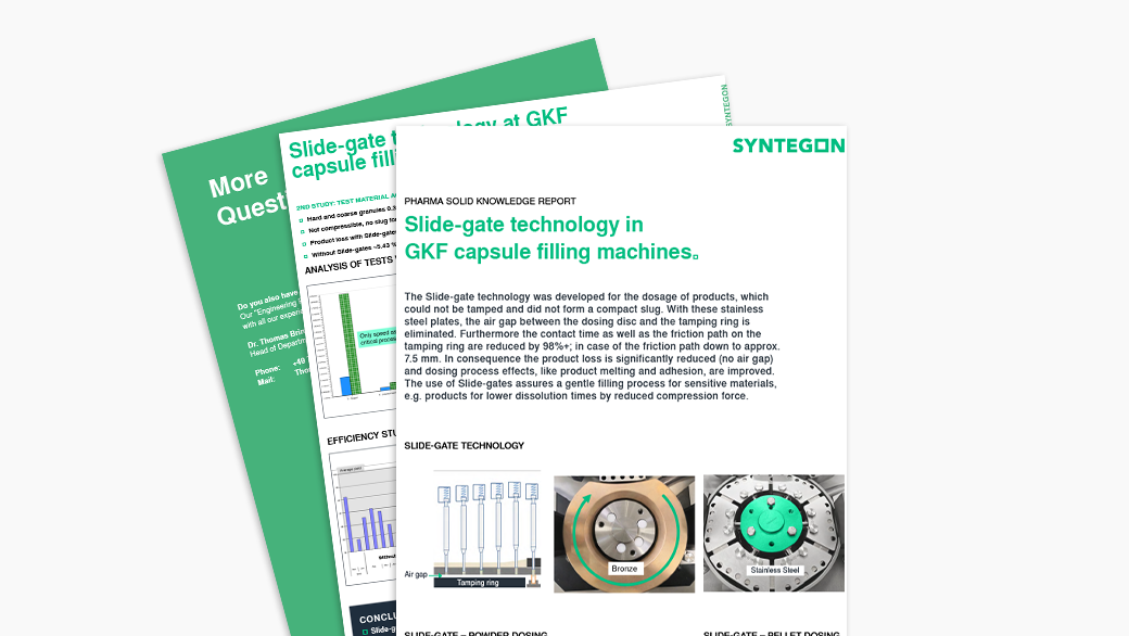 Knowledge Report Slide-gate technology in GKF capsule filling machines Slide-Gate Technologie auf GKF Kapselfüllmaschinen 