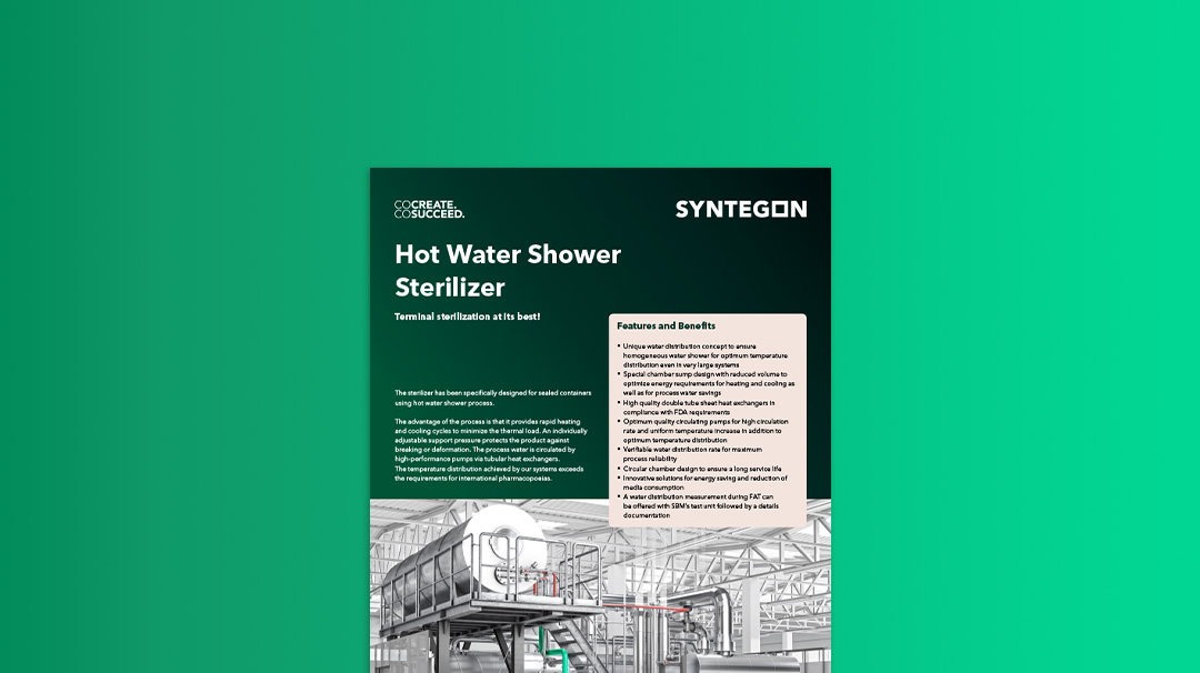 Hot water shower sterilizer for sealed containers